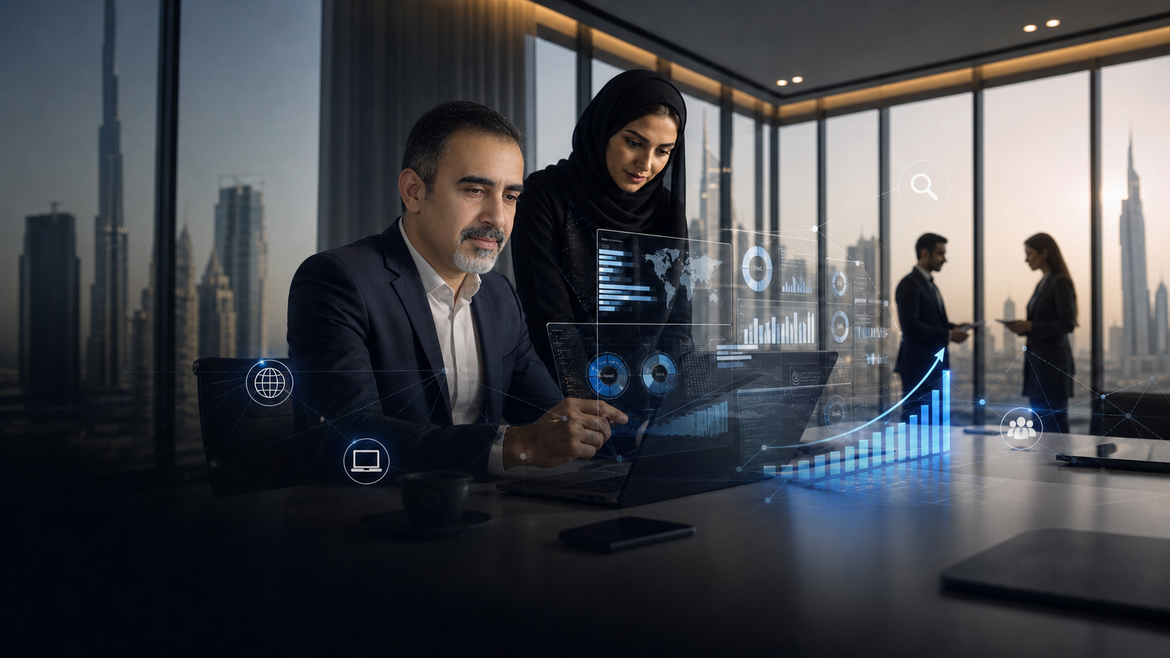 Corporate digital growth strategy and online presence analytics